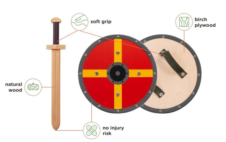 Woodsy Small Double Edged Sword with Round Shield - Challenge & Fun, Inc.-WD0704-3