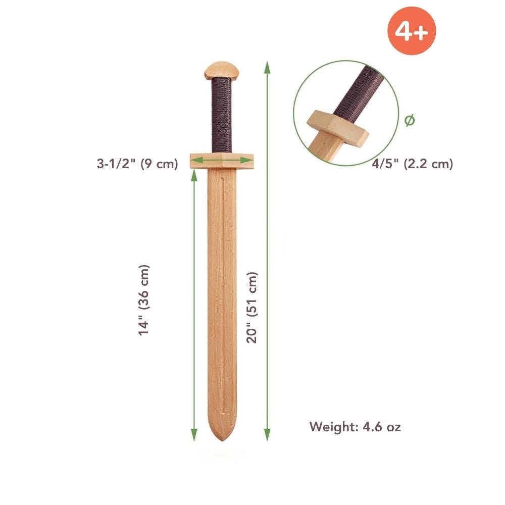 Woodsy Small Double Edged Sword with Round Shield - Challenge & Fun, Inc.-WD0704-4