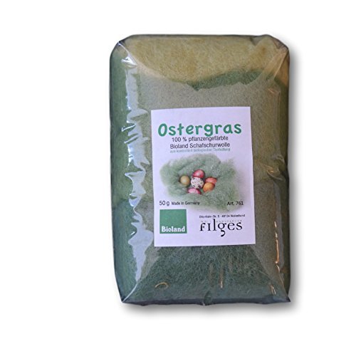 100% Bioland Organic Sheep's Wool Easter Grass with Plant Dyed Colors (50 g)-Challenge & Fun, Inc.