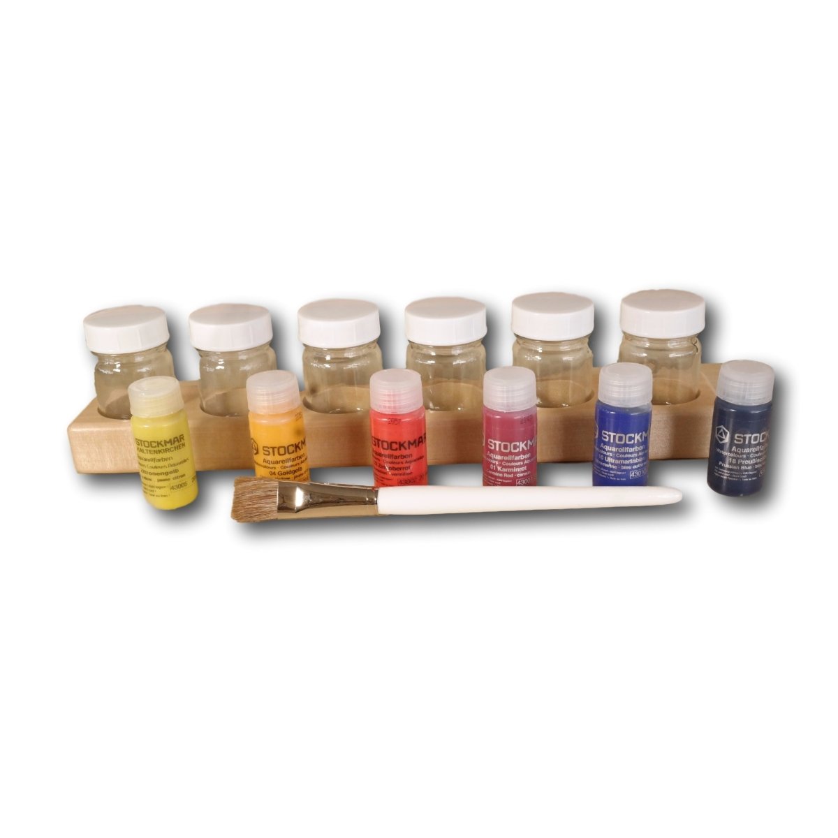 6 Jar Paint Holder with Stockmar Waterpaint and Paint Brush