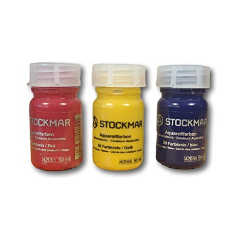 Bundle - Circle Color Watercolor Paint Set: 3 Primary Color Assortment 50 ML (RED, YELLOW, BLUE)
