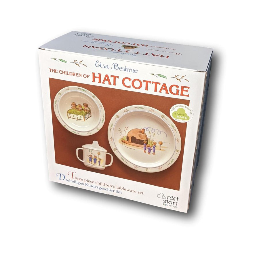 Elsa Beskow 3-piece Melamine Dish Set: Children of the Hat Cottage
