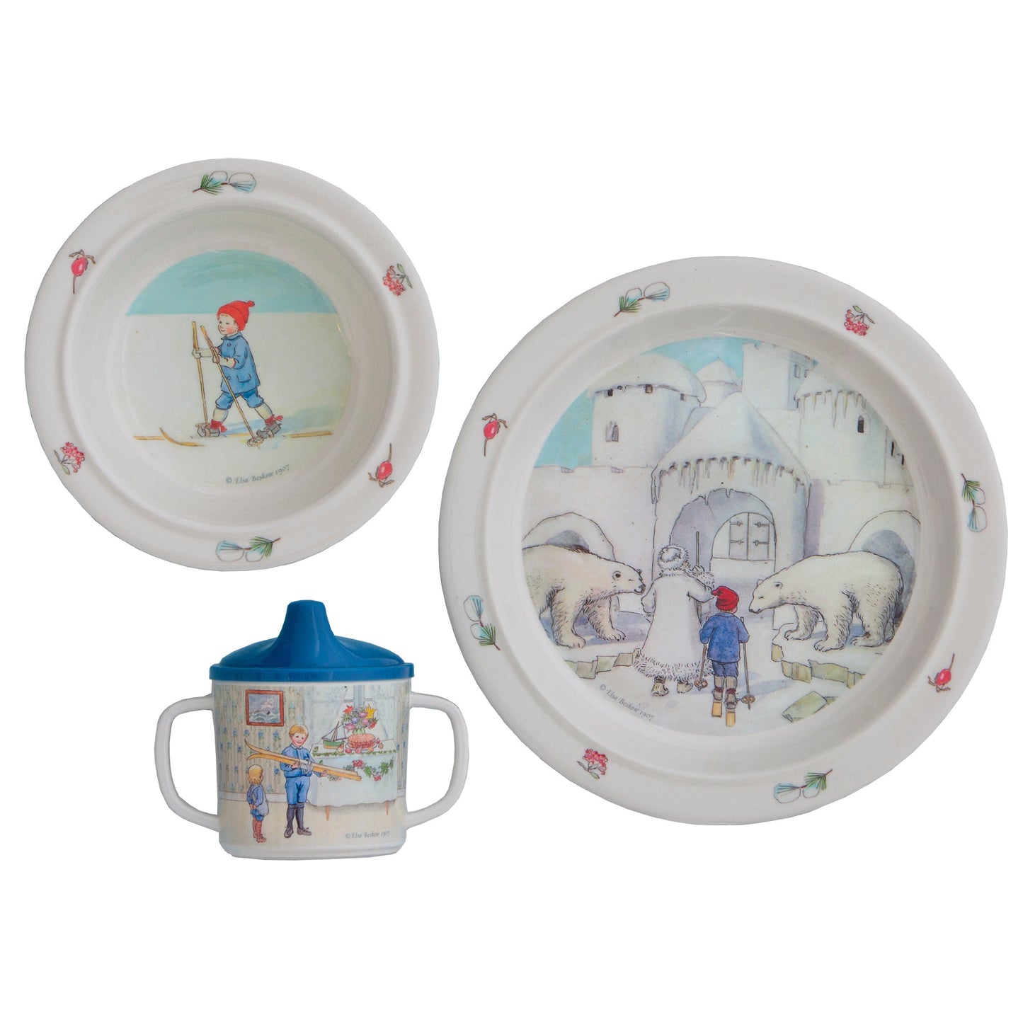 Elsa Beskow 3-piece Melamine Dish Set:  Ollies' Ski Trip