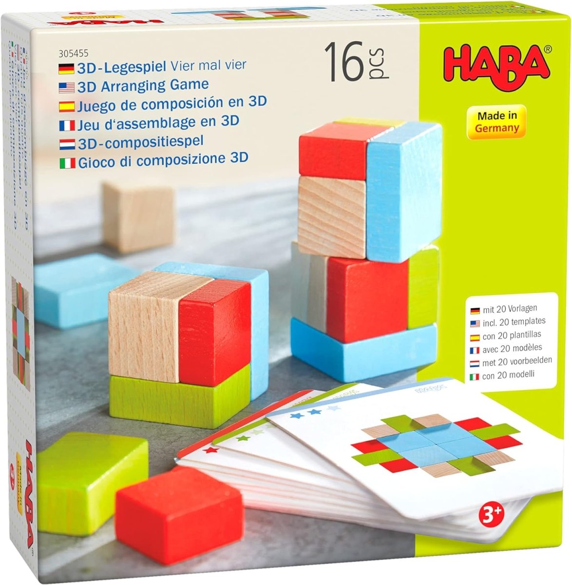 HABA 3D Arranging Game Wooden Building Blocks (16 pcs) - Challenge & Fun, Inc.-HB305455-1