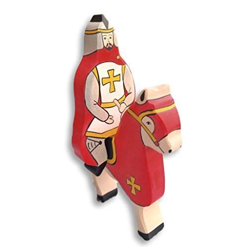 Holztiger Wooden Tournament Knight and Horse Set RED