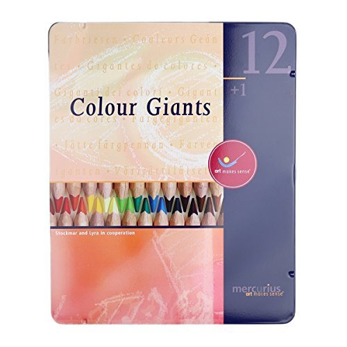 Mercurius AMS Color Giant Pencils, Set of 12 in Tin Case