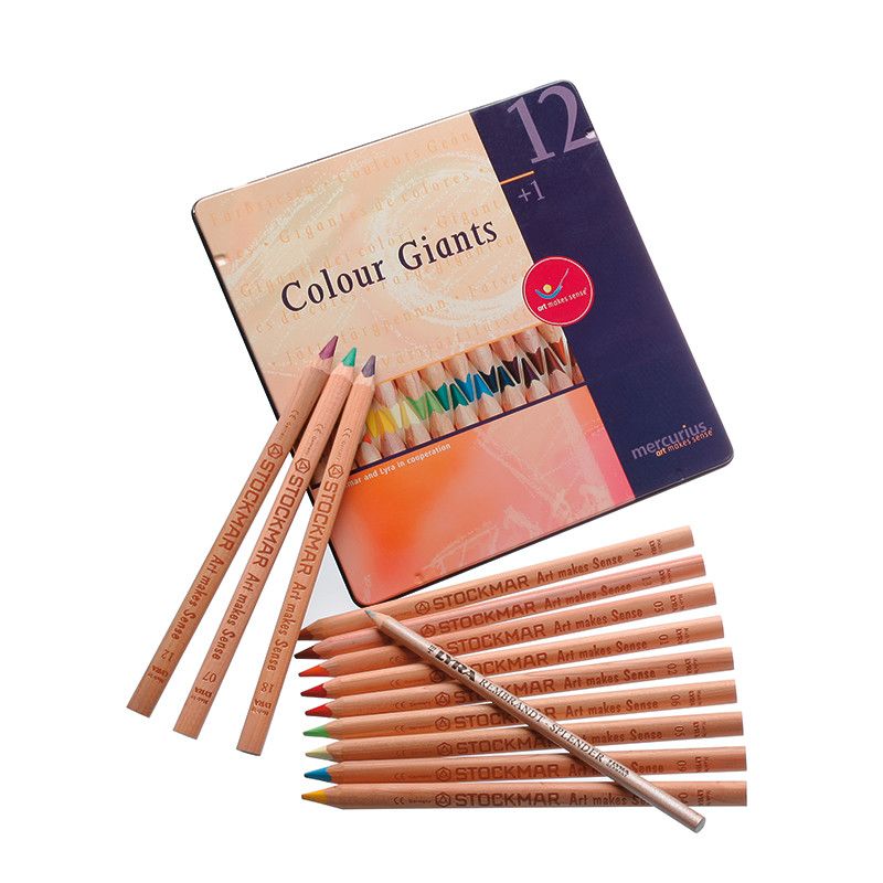 Mercurius AMS Color Giant Pencils, Set of 12 in Tin Case