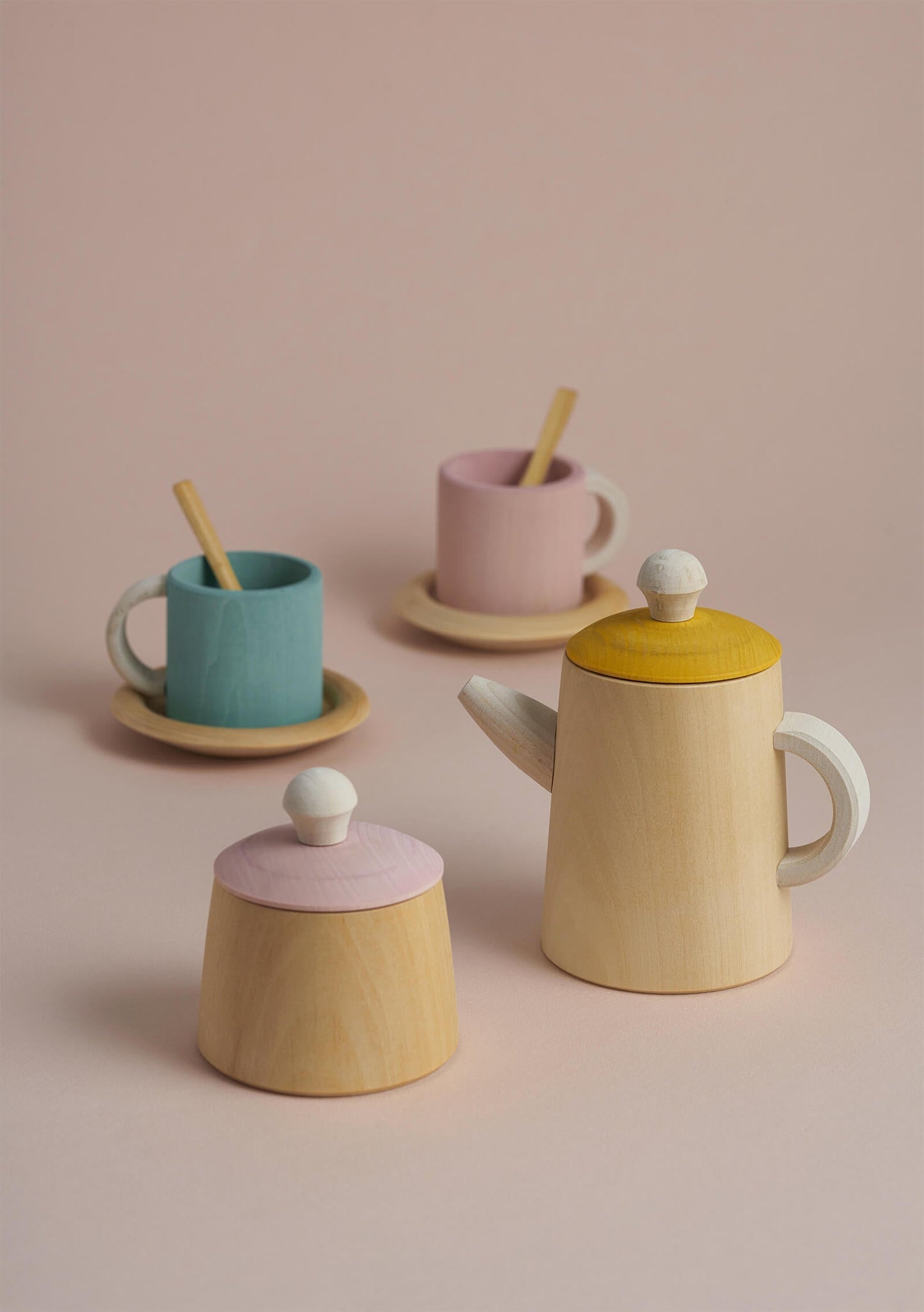 Raduga Grez Wooden Tea Set, Mustard and Pink