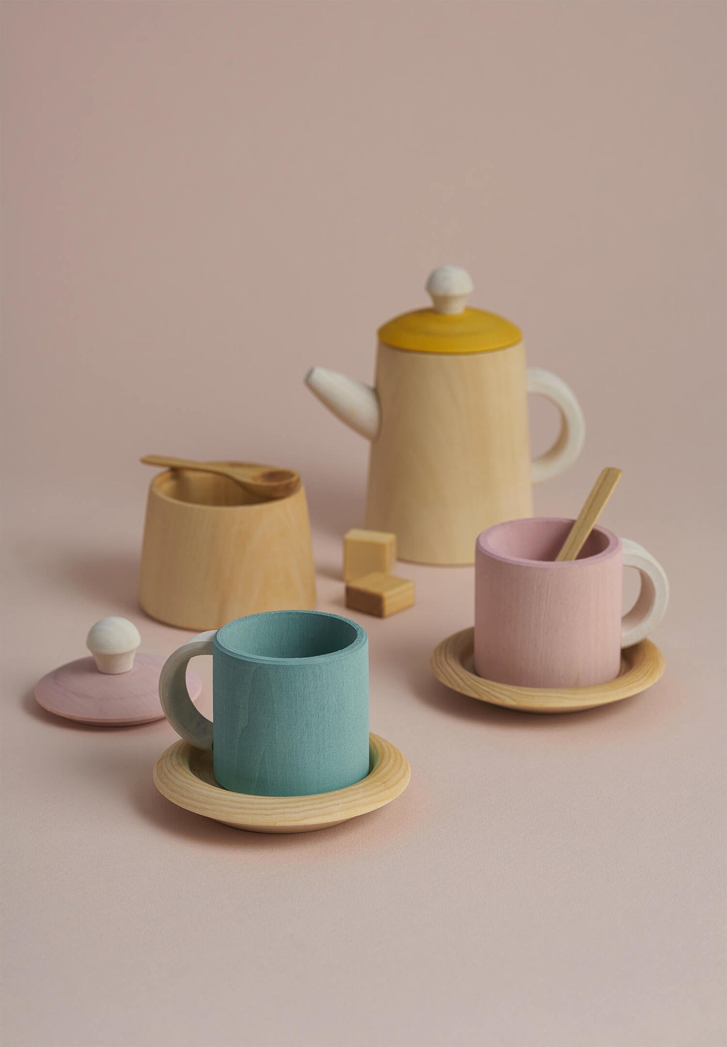 Raduga Grez Wooden Tea Set, Mustard and Pink
