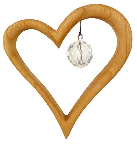 Wooden Heart Suncatcher Window Decoration with Swarovski Crystal