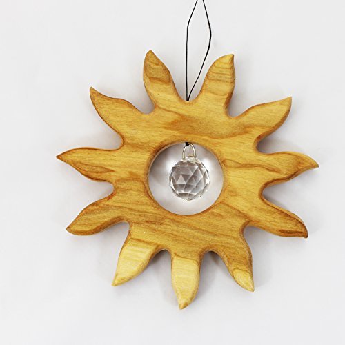 Wooden Sun Window Decoration Suncatcher with Crystal