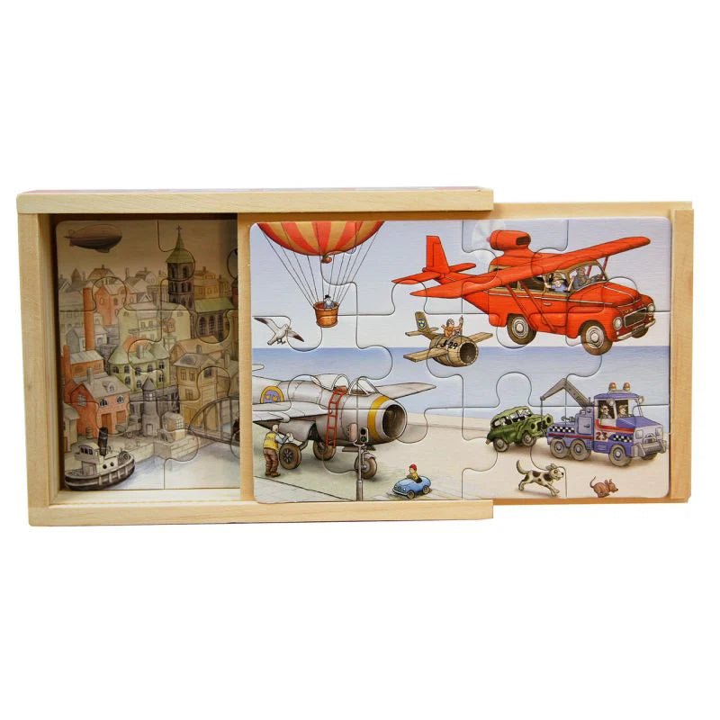 Set of 4 Wooden Airplane Puzzles in Box by Jan Lööf - Challenge & Fun, Inc.-HM3286-1