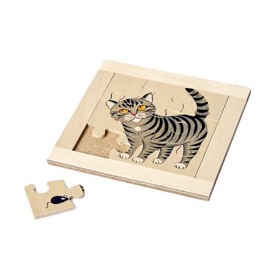 Atelier Fischer Wooden Cat Jigsaw Puzzle (9 Pcs) - Challenge & Fun, Inc.-AF60103-1