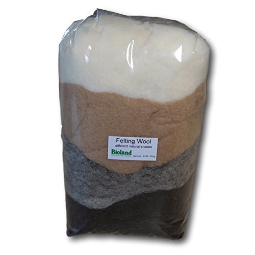 Certified Organic Bioland Felting Wool - Natural Shades 200 grams-Challenge & Fun, Inc.