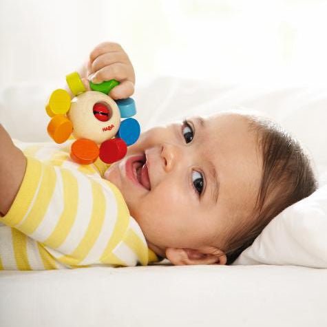 HABA 5189 - Rana Sonaglio Gioco Afferrare Per Neonati E Bambini - Con Anelli Mobili - Made In Germany