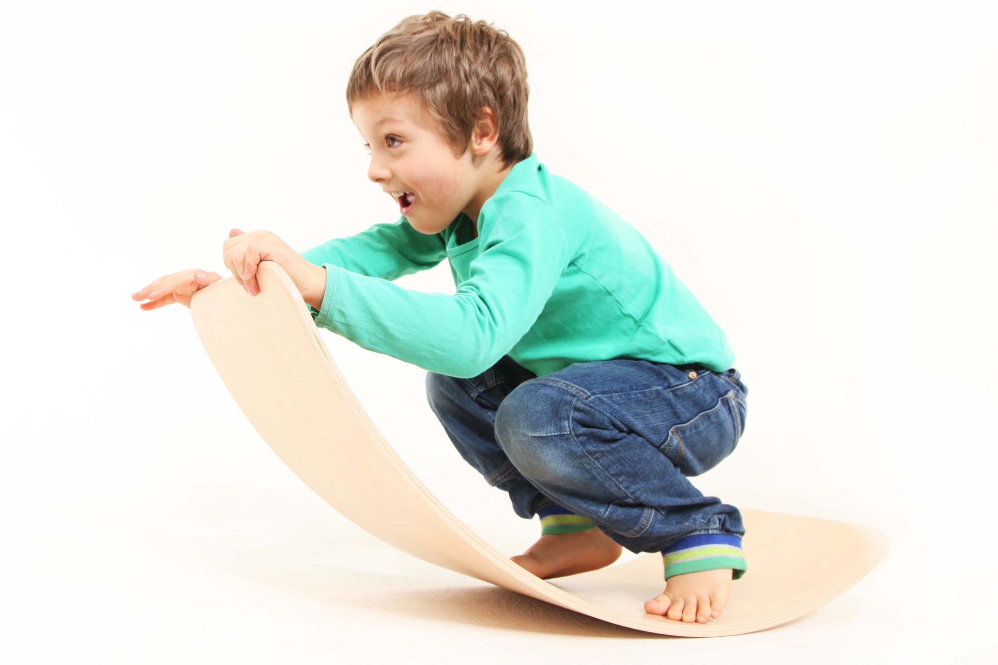 das.Brett Wooden Waldorf Curvy Rocker Board, Natural - Lacquered