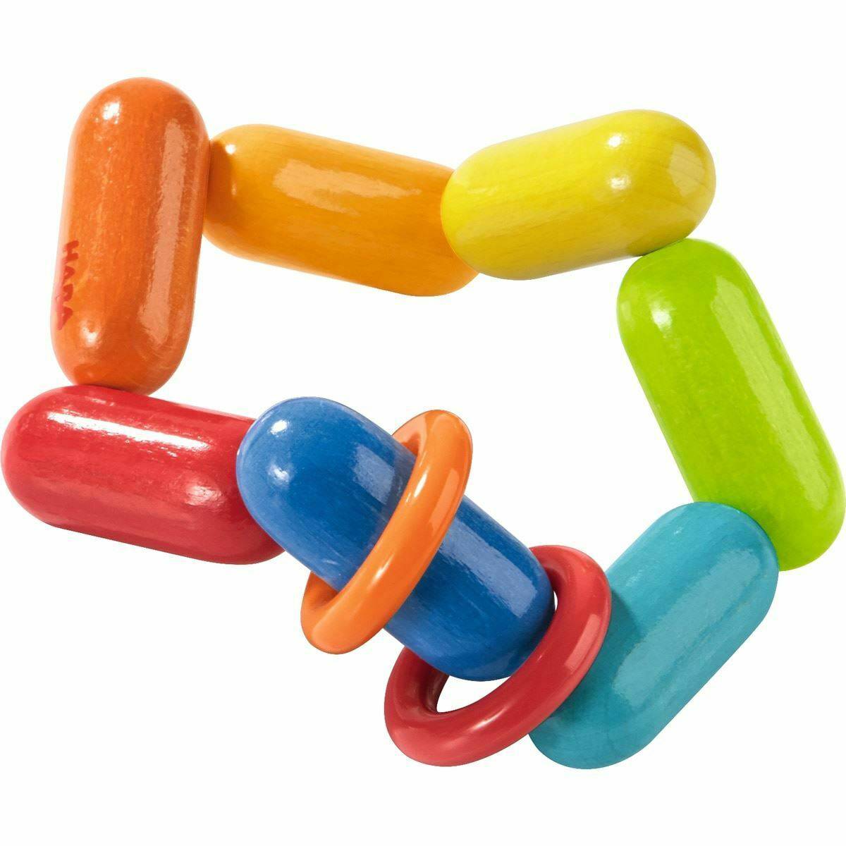 
                  
                    Dilly Dally Wooden Rattle w/ Plastic Rings by Haba
                  
                