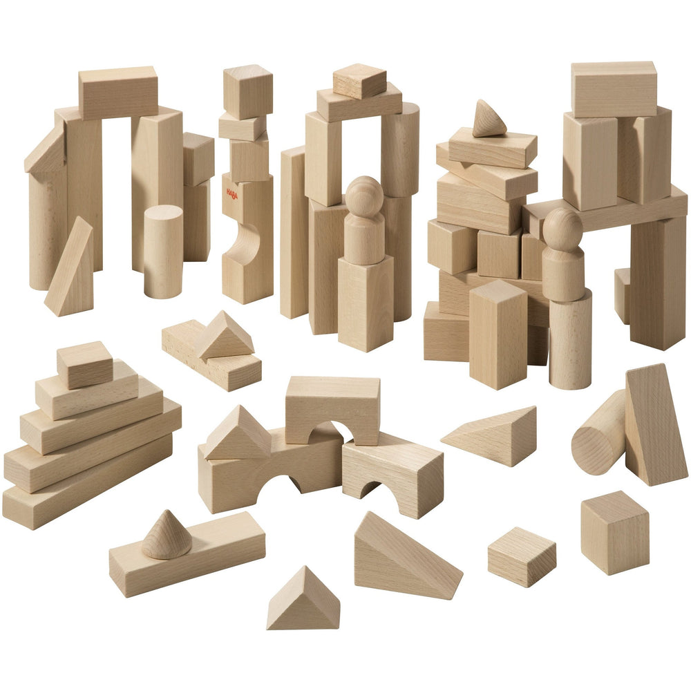 Haba Basic Building Blocks Starter Set (60 pcs) - challenge and fun natural toys - 1