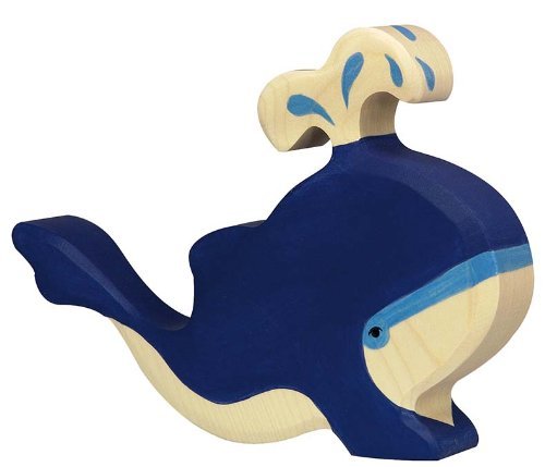 Holztiger Blue Whale with Water Fountain Toy Figure