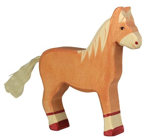 Holztiger Horse Standing Toy Figure, Light Brown