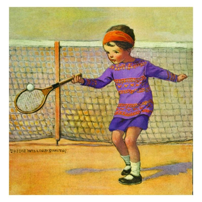 Jessie Willcox Smith Greeting Cards : Girl Playing Tennis - Challenge & Fun, Inc.-JWS56-1