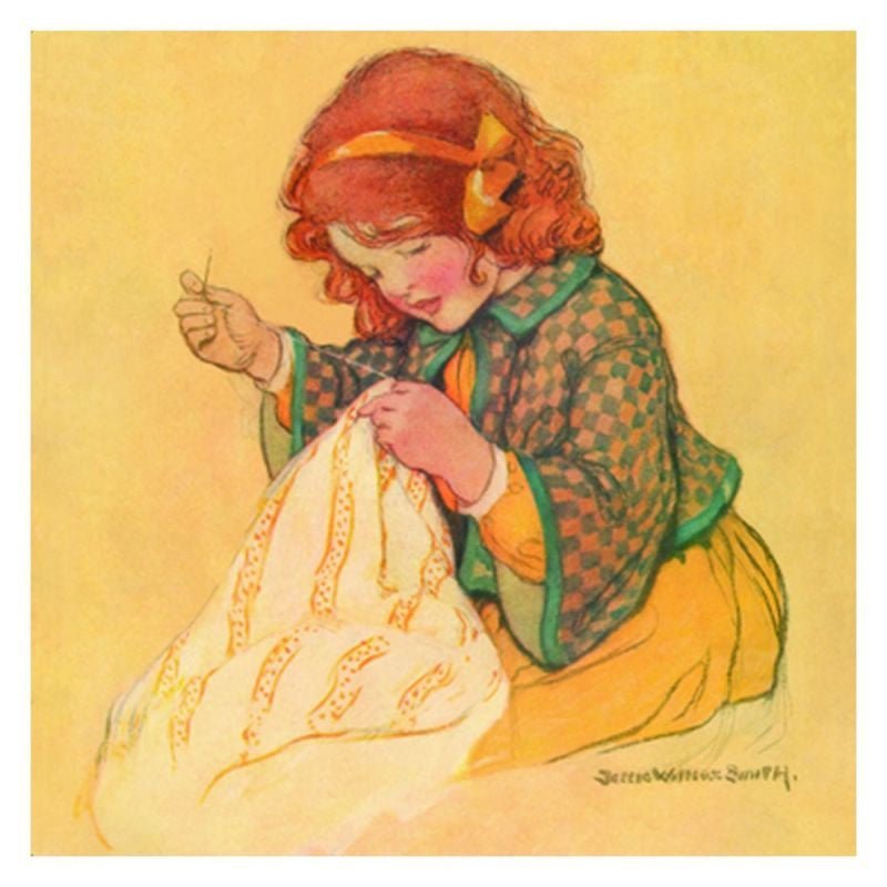 Jessie Willcox Smith Greeting Cards : Girl with Sewing - Challenge & Fun, Inc.-JWS45-1