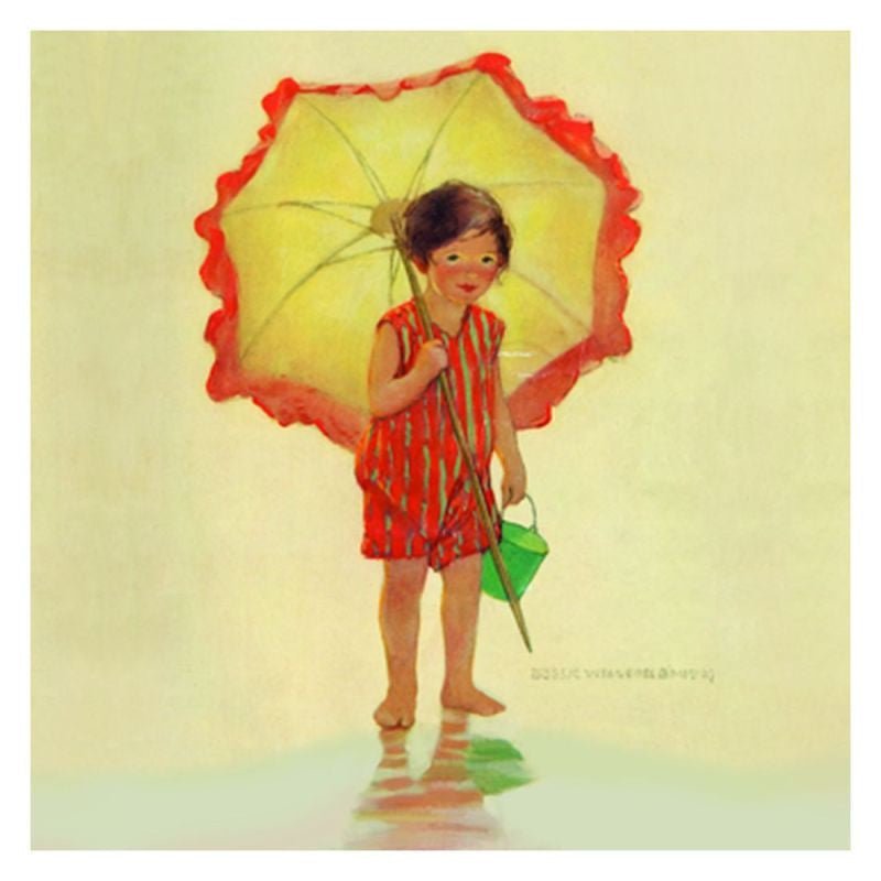 Jessie Willcox Smith Greeting Cards : Girl with Umbrella - challenge and fun natural toys