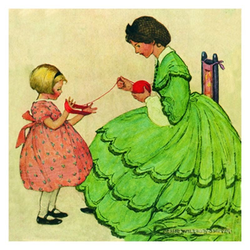 Jessie Willcox Smith Greeting Cards : Woman and Girl with Wool - challengeandfunretail