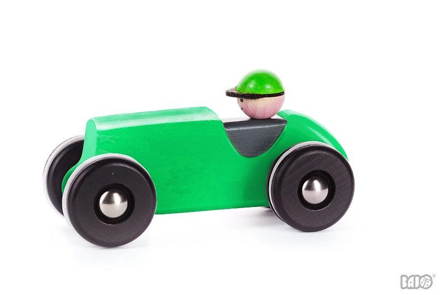 Left Right Turning Retro Race Car by Bajo, Green