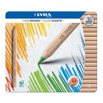 Lyra Color-Giants Unlacquered Colored Pencils in Tin Case - challenge and fun natural toys - 1