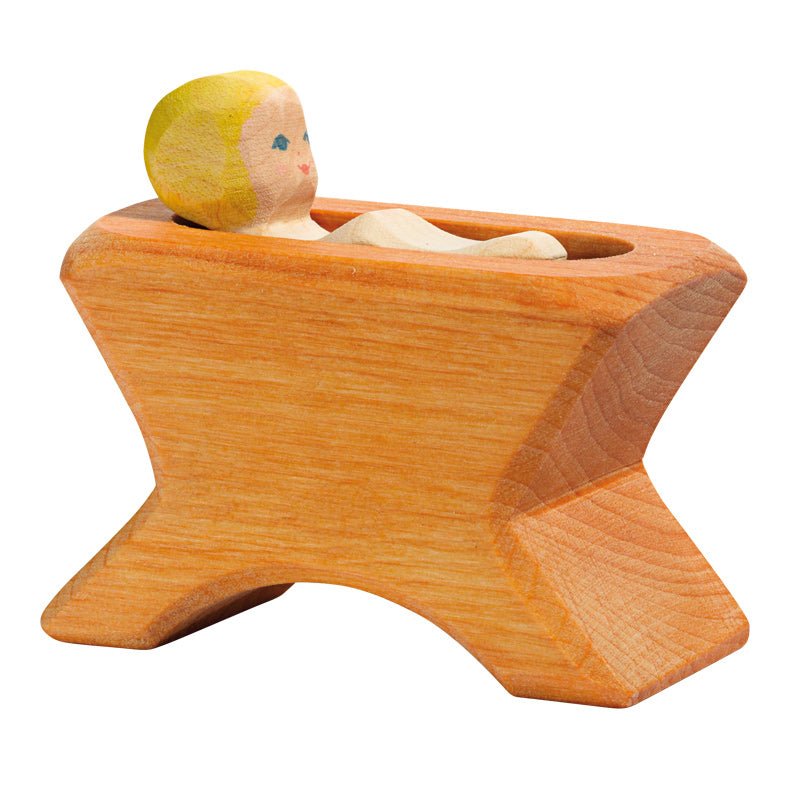 Ostheimer Wooden Figure - Crib with Baby for Nativity - Challenge & Fun, Inc.-MV40403-1