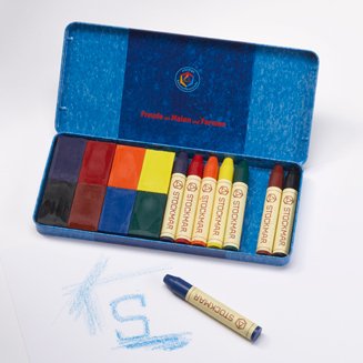 Stockmar Beeswax Stick Crayons in Storage Tin, Set of 8 Colors