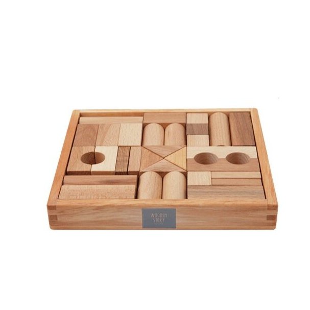 Wooden Blocks in Tray - 30 pcs Natural