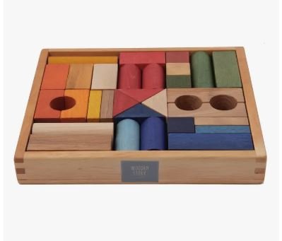 Wooden Blocks in Tray - 30 pcs Rainbow