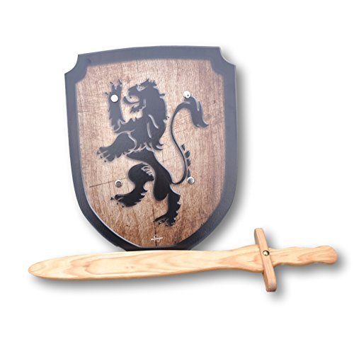 Wooden Sword and Lion Shield Set