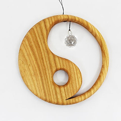 Wooden Yin Yang Window Decoration Suncatcher